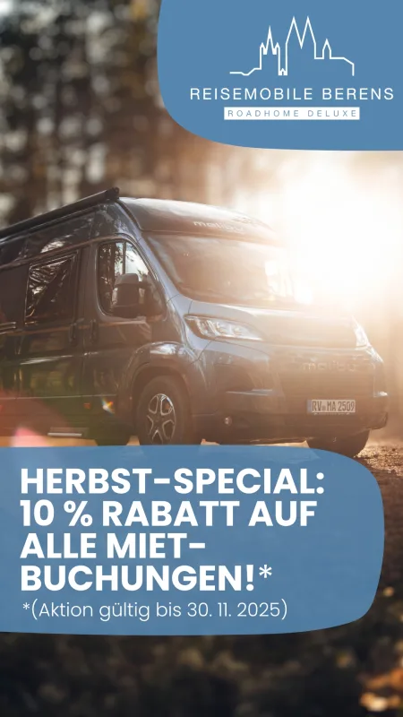 Herbst Aktion Vermietung Wohnmobile Jetzt 10% sparen bis 30.11.2025